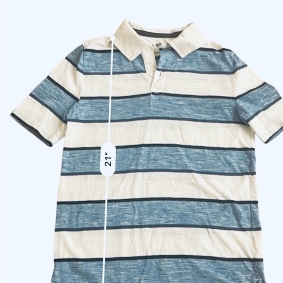 Urban Pipeline ultimate polo white blue striped short sleeve collar button Boy S - Picture 8 of 9